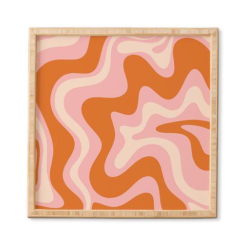 Kierkegaard Design Studio Liquid Swirl Retro Pink Orange Cream Framed Wall Art