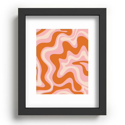 Kierkegaard Design Studio Liquid Swirl Retro Pink Orange Cream Recessed Framing Rectangle