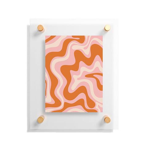 Kierkegaard Design Studio Liquid Swirl Retro Pink Orange Cream Floating Acrylic Print