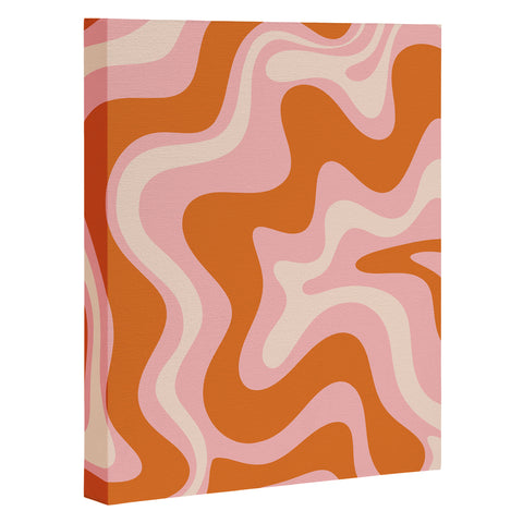 Kierkegaard Design Studio Liquid Swirl Retro Pink Orange Cream Art Canvas