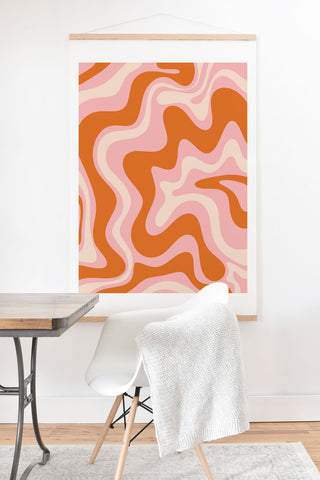 Kierkegaard Design Studio Liquid Swirl Retro Pink Orange Cream Art Print And Hanger