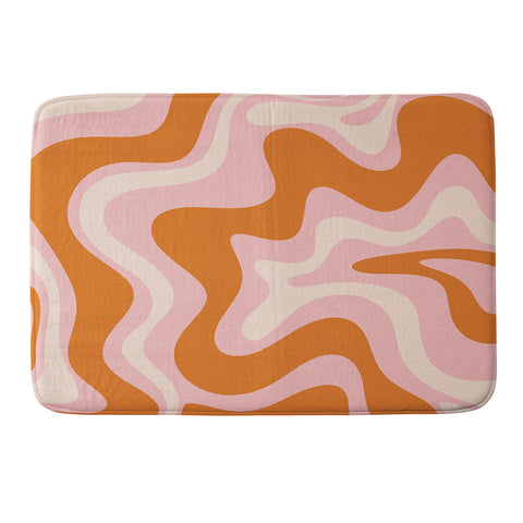 Kierkegaard Design Studio Liquid Swirl Retro Pink Orange Cream Memory Foam Bath Mat