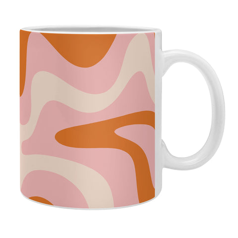 Kierkegaard Design Studio Liquid Swirl Retro Pink Orange Cream Coffee Mug