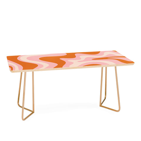 Kierkegaard Design Studio Liquid Swirl Retro Pink Orange Cream Coffee Table