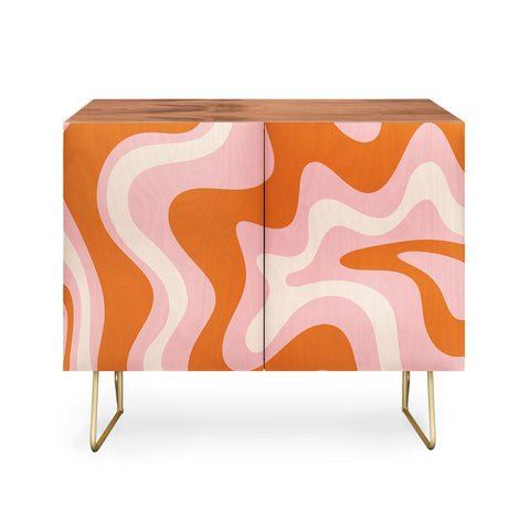 Kierkegaard Design Studio Liquid Swirl Retro Pink Orange Cream Credenza