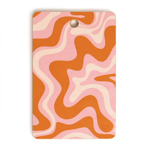 Kierkegaard Design Studio Liquid Swirl Retro Pink Orange Cream Cutting Board Rectangle