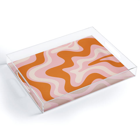 Kierkegaard Design Studio Liquid Swirl Retro Pink Orange Cream Acrylic Tray