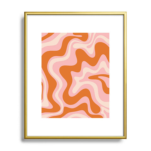 Kierkegaard Design Studio Liquid Swirl Retro Pink Orange Cream Metal Framed Art Print