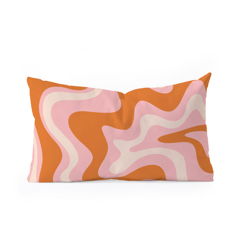 Kierkegaard Design Studio Liquid Swirl Retro Pink Orange Cream Oblong Throw Pillow
