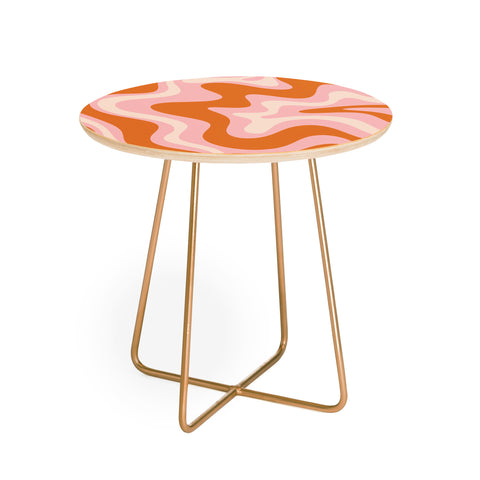 Kierkegaard Design Studio Liquid Swirl Retro Pink Orange Cream Round Side Table