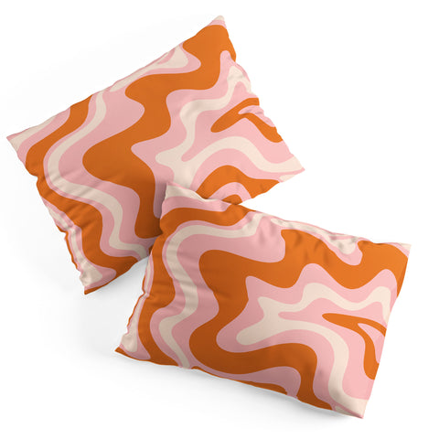 Kierkegaard Design Studio Liquid Swirl Retro Pink Orange Cream Pillow Shams