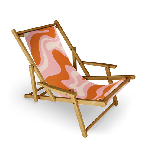 Kierkegaard Design Studio Liquid Swirl Retro Pink Orange Cream Sling Chair