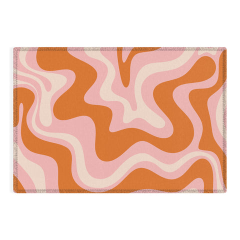 Kierkegaard Design Studio Liquid Swirl Retro Pink Orange Cream Outdoor Rug