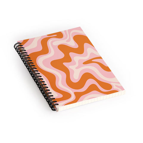 Kierkegaard Design Studio Liquid Swirl Retro Pink Orange Cream Spiral Notebook