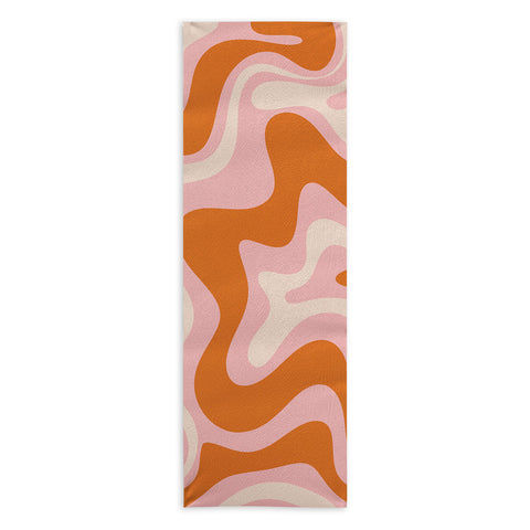 Kierkegaard Design Studio Liquid Swirl Retro Pink Orange Cream Yoga Towel