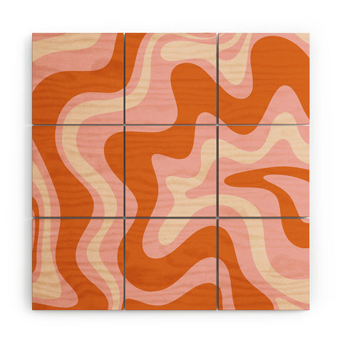 Kierkegaard Design Studio Liquid Swirl Retro Pink Orange Cream Wood Wall Mural