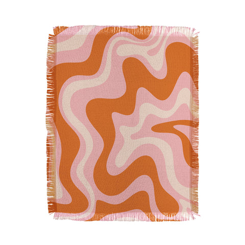 Kierkegaard Design Studio Liquid Swirl Retro Pink Orange Cream Throw Blanket