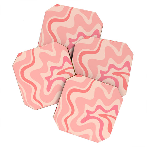 Kierkegaard Design Studio Liquid Swirl Soft Pink Coaster Set