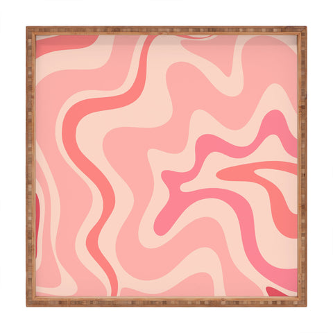 Kierkegaard Design Studio Liquid Swirl Soft Pink Square Tray