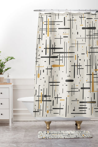 Kierkegaard Design Studio MidCentury Modern Kinetikos Shower Curtain And Mat