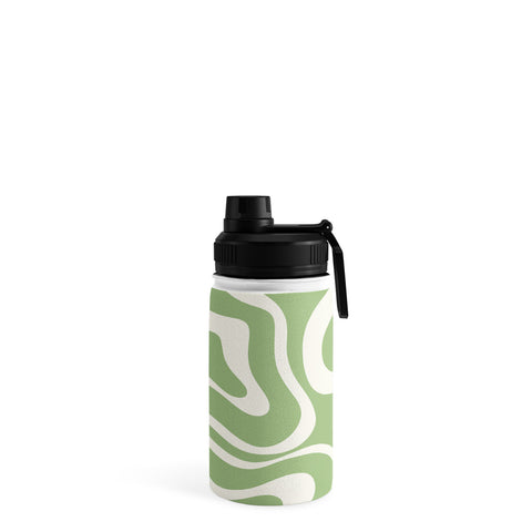 Kierkegaard Design Studio Modern Liquid Swirl Light Sage and Cream Water Bottle