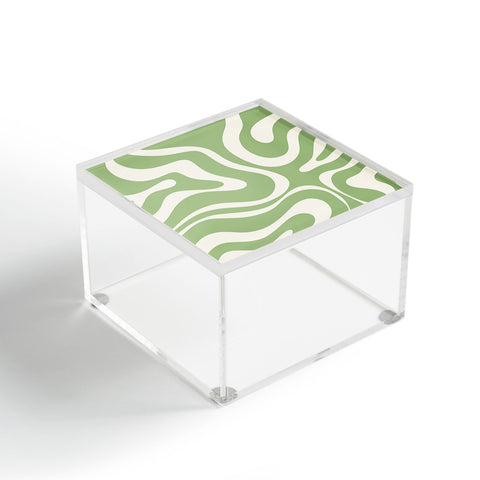 Kierkegaard Design Studio Modern Liquid Swirl Light Sage and Cream Acrylic Box
