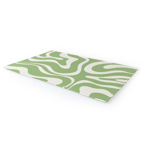 Kierkegaard Design Studio Modern Liquid Swirl Light Sage and Cream Area Rug