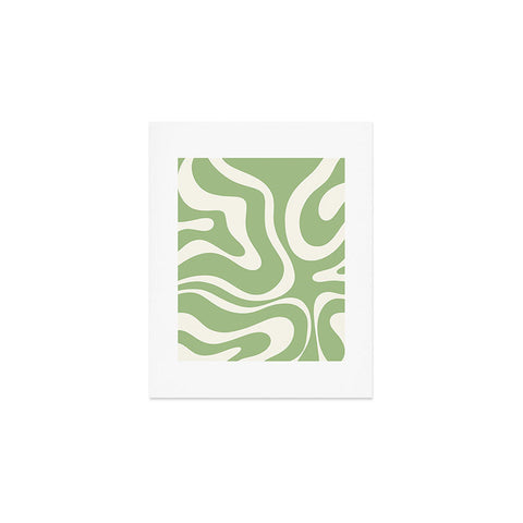 Kierkegaard Design Studio Modern Liquid Swirl Light Sage and Cream Art Print