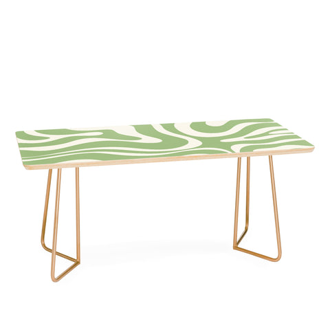 Kierkegaard Design Studio Modern Liquid Swirl Light Sage and Cream Coffee Table