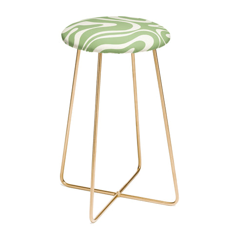 Kierkegaard Design Studio Modern Liquid Swirl Light Sage and Cream Counter Stool