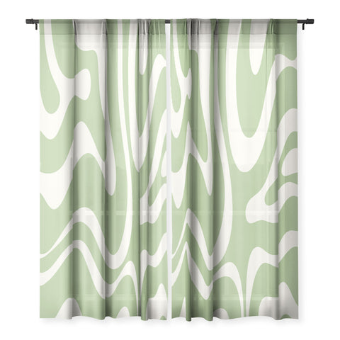 Kierkegaard Design Studio Modern Liquid Swirl Light Sage and Cream Sheer Non Repeat