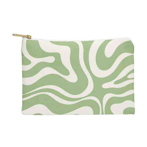 Kierkegaard Design Studio Modern Liquid Swirl Light Sage and Cream Pouch