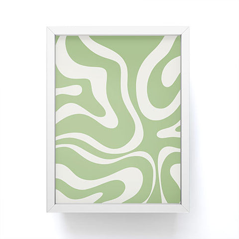 Kierkegaard Design Studio Modern Liquid Swirl Light Sage and Cream Framed Mini Art Print