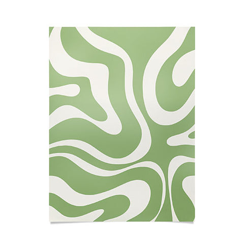 Kierkegaard Design Studio Modern Liquid Swirl Light Sage and Cream Poster