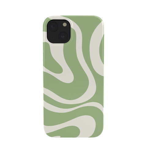 Kierkegaard Design Studio Modern Liquid Swirl Light Sage and Cream Phone Case