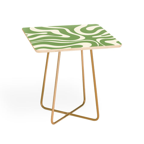 Kierkegaard Design Studio Modern Liquid Swirl Light Sage and Cream Side Table
