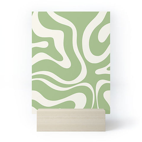 Kierkegaard Design Studio Modern Liquid Swirl Light Sage and Cream Mini Art Print