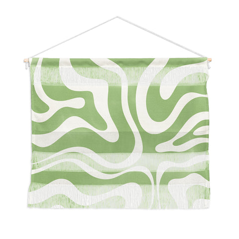 Kierkegaard Design Studio Modern Liquid Swirl Light Sage and Cream Wall Hanging Landscape