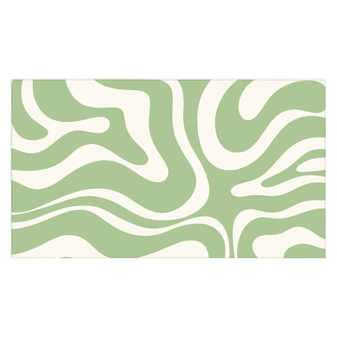 Kierkegaard Design Studio Modern Liquid Swirl Light Sage and Cream Tablecloth