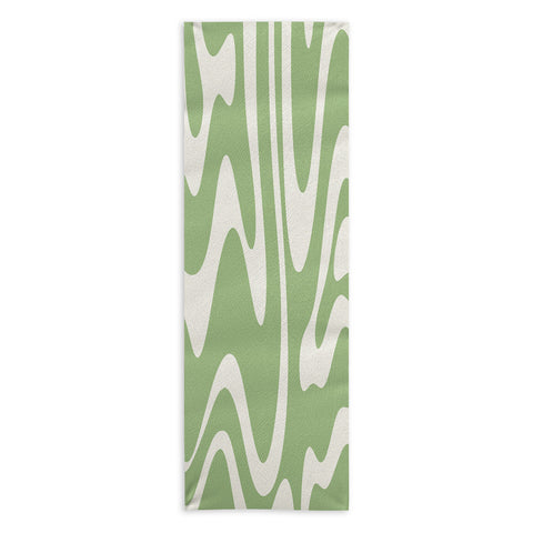 Kierkegaard Design Studio Modern Liquid Swirl Light Sage and Cream Yoga Towel