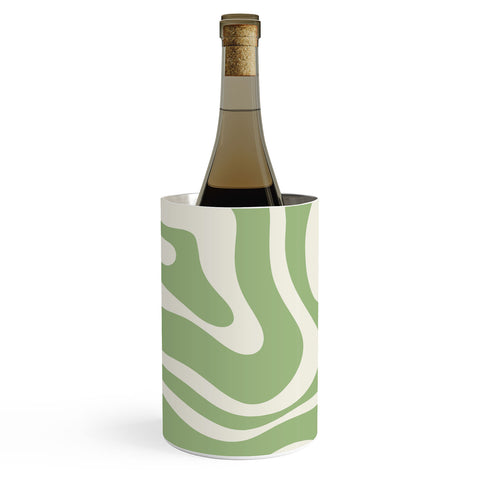 Kierkegaard Design Studio Modern Liquid Swirl Light Sage and Cream Wine Chiller