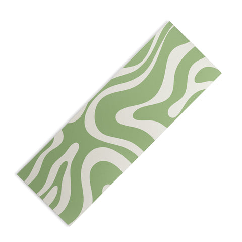 Kierkegaard Design Studio Modern Liquid Swirl Light Sage and Cream Yoga Mat