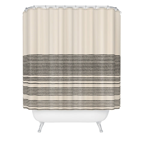 Kierkegaard Design Studio Organic Stripes Minimalist Black Shower Curtain