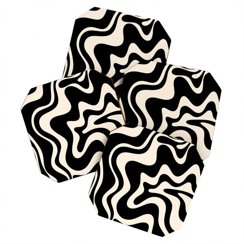 Kierkegaard Design Studio Retro Liquid Swirl Abstract Coaster Set