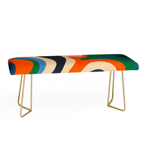 Kierkegaard Design Studio Retro Liquid Swirl Abstract I Bench