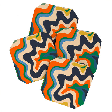 Kierkegaard Design Studio Retro Liquid Swirl Abstract I Coaster Set