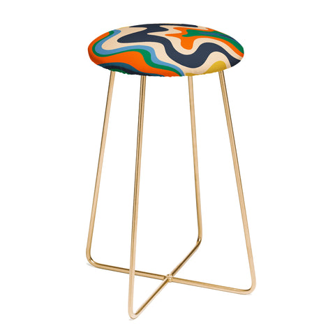 Kierkegaard Design Studio Retro Liquid Swirl Abstract I Counter Stool