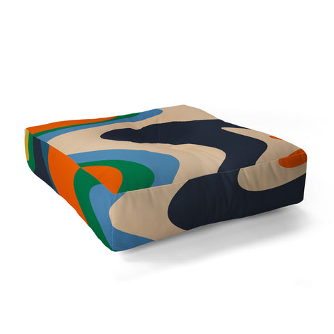 Kierkegaard Design Studio Retro Liquid Swirl Abstract I Floor Pillow Square