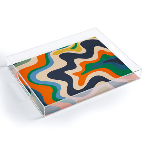 Kierkegaard Design Studio Retro Liquid Swirl Abstract I Acrylic Tray