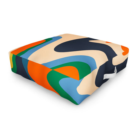 Kierkegaard Design Studio Retro Liquid Swirl Abstract I Outdoor Floor Cushion